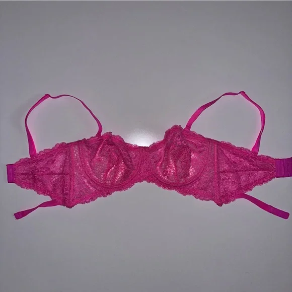 Intimately Free People Neon Pink Lace Underwire Bra Size 34D Like New! - Picture 8 of 9